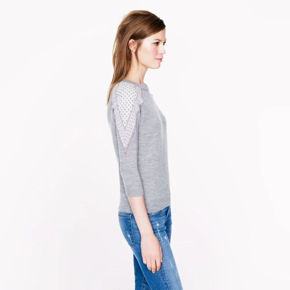 J.Crew Merino Sweater XS Shoulder Embroidery